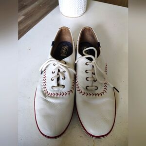 Keds White Red Athletic Shoes with Baseball Stitching Women's Size 11